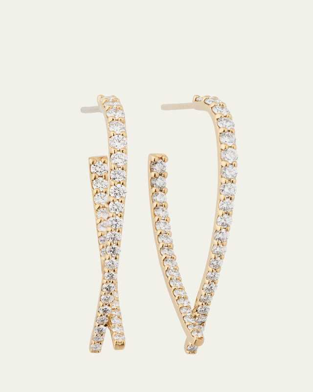 Small Flawless Front/Back Upside Down Diamond Hoop Earrings